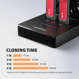 Axagon ADSA-M2C22 tallennusaseman telakointiasema USB 3.2 Gen 2x2 Type-C Musta