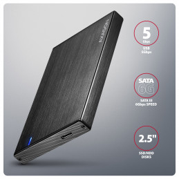 Axagon EE25-XA6C tallennusaseman kotelo HDD- SSD-kotelo Musta 2.5"
