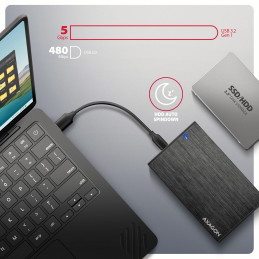Axagon EE25-XA6C tallennusaseman kotelo HDD- SSD-kotelo Musta 2.5"