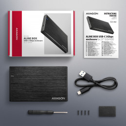 Axagon EE25-XA6C tallennusaseman kotelo HDD- SSD-kotelo Musta 2.5"