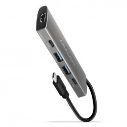 Axagon HMC-5G21 kannettavien tietokoneiden telakka ja porttitoistin Langallinen USB 3.2 Gen 2 (3.1 Gen 2) Type-C Harmaa