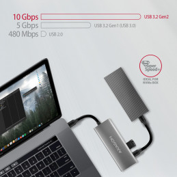Axagon HMC-5G21 kannettavien tietokoneiden telakka ja porttitoistin Langallinen USB 3.2 Gen 2 (3.1 Gen 2) Type-C Harmaa