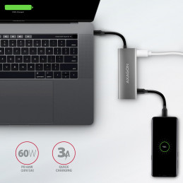 Axagon HMC-5G21 kannettavien tietokoneiden telakka ja porttitoistin Langallinen USB 3.2 Gen 2 (3.1 Gen 2) Type-C Harmaa