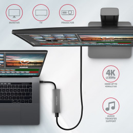 Axagon HMC-5G21 kannettavien tietokoneiden telakka ja porttitoistin Langallinen USB 3.2 Gen 2 (3.1 Gen 2) Type-C Harmaa
