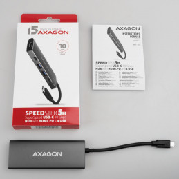 Axagon HMC-5G21 kannettavien tietokoneiden telakka ja porttitoistin Langallinen USB 3.2 Gen 2 (3.1 Gen 2) Type-C Harmaa