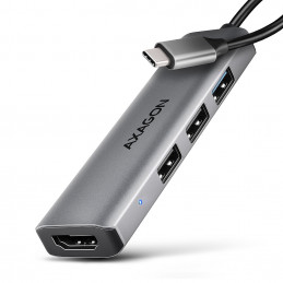 Axagon HMC-H3A kannettavien tietokoneiden telakka ja porttitoistin Langallinen USB 3.2 Gen 1 (3.1 Gen 1) Type-C Hopea