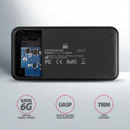 Axagon ADSA-SN tallennusaseman telakointiasema USB 3.2 Gen 1 (3.1 Gen 1) Type-A Musta