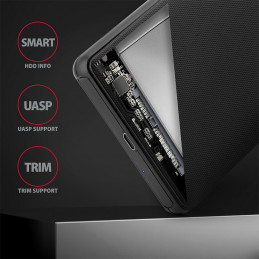 Axagon EE25-SLC tallennusaseman kotelo HDD- SSD-kotelo Musta 2.5"