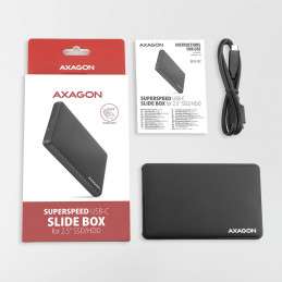 Axagon EE25-SLC tallennusaseman kotelo HDD- SSD-kotelo Musta 2.5"