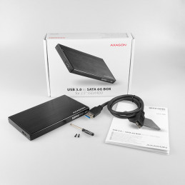 Axagon EE25-XA6 tallennusaseman kotelo HDD- SSD-kotelo Musta 2.5"