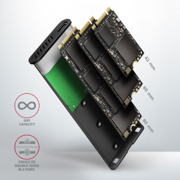 Axagon EEM2-SBC externes Gehäuse für M.2 SSDs USB-C 3.2 Gen 2 - schwarz SSD-kotelo Musta