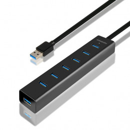 Axagon HUE-SA7BP keskitin USB 3.2 Gen 1 (3.1 Gen 1) Type-A 5000 Mbit s Musta