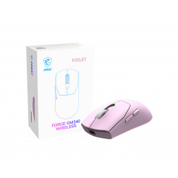 MSI Forge Gm340 Wireless Violet hiiri Pelaaminen Molempikätinen RF Wireless + Bluetooth Optinen 12000 DPI