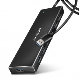 Axagon HUE-F7A 7x USB 3.2 Gen 1 ALU FLAT hub micro power IN 1m USB-A USB 3.2 Gen 1 (3.1 Gen 1) Type-A 5000 Mbit s Musta