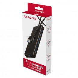 Axagon HUE-F7A 7x USB 3.2 Gen 1 ALU FLAT hub micro power IN 1m USB-A USB 3.2 Gen 1 (3.1 Gen 1) Type-A 5000 Mbit s Musta