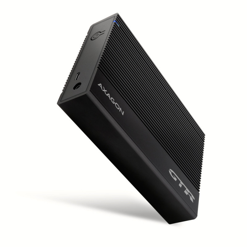 Axagon EE35-GTR USB-C 5Gbps - SATA 6G, 3.5 RIBBED box BLACK - USB Typ C HDD-kotelo Musta 3.5"