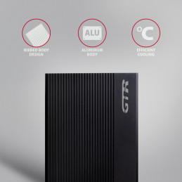 Axagon EE35-GTR USB-C 5Gbps - SATA 6G, 3.5 RIBBED box BLACK - USB Typ C HDD-kotelo Musta 3.5"