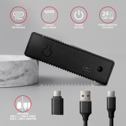 Axagon EE35-GTR USB-C 5Gbps - SATA 6G, 3.5 RIBBED box BLACK - USB Typ C HDD-kotelo Musta 3.5"