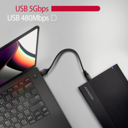 Axagon EE35-GTR USB-C 5Gbps - SATA 6G, 3.5 RIBBED box BLACK - USB Typ C HDD-kotelo Musta 3.5"