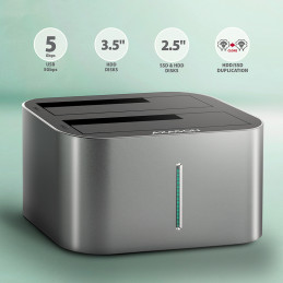 Axagon ADSA-DC tallennusaseman telakointiasema USB 3.2 Gen 1 (3.1 Gen 1) Type-A Harmaa