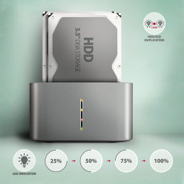Axagon ADSA-DC tallennusaseman telakointiasema USB 3.2 Gen 1 (3.1 Gen 1) Type-A Harmaa