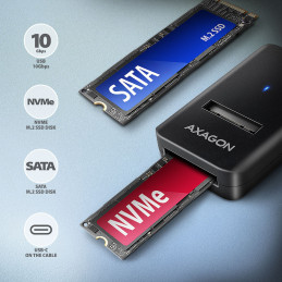 Axagon ADM2-CM tallennusaseman kotelo SSD-kotelo Musta M.2 USB-virta
