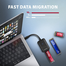 Axagon ADM2-CM tallennusaseman kotelo SSD-kotelo Musta M.2 USB-virta