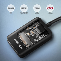 Axagon ADM2-CM tallennusaseman kotelo SSD-kotelo Musta M.2 USB-virta