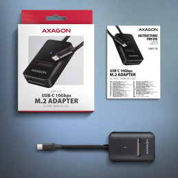 Axagon ADM2-CM tallennusaseman kotelo SSD-kotelo Musta M.2 USB-virta