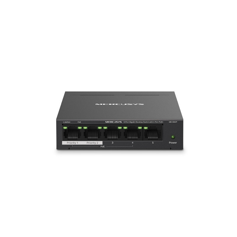 Mercusys MS105GP verkkokytkin Gigabit Ethernet (10 100 1000) Power over Ethernet -tuki Musta
