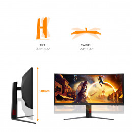 AOC G4 CU34G4CAP tietokoneen litteä näyttö 86,4 cm (34") 3440 x 1440 pikseliä UltraWide Quad HD LCD Musta, Punainen
