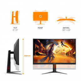AOC G4 C27G4Z2 tietokoneen litteä näyttö 68,6 cm (27") 1920 x 1080 pikseliä Full HD LCD Musta, Punainen