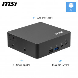 MSI Cubi NUC AI+ 3MG-003BEU USFF Musta 386H Intel® SoC FCBGA2540 4,9 GHz Sisäiset kaiuttimet