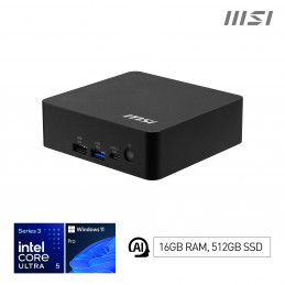 MSI Cubi NUC AI+ 3MG-004EU Copilot+ PC Intel Core Ultra 5 322 16 GB DDR5-SDRAM 512 GB SSD Windows 11 Pro Mini PC Musta