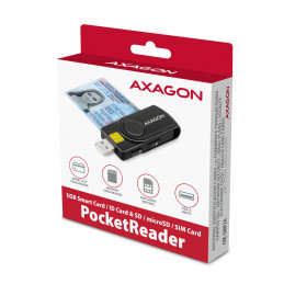Axagon CRE-SMP2A USB Smart card & SD microSD SIM PocketReader älykortin lukijalaite Sisätila USB Type-A USB Type-C Musta