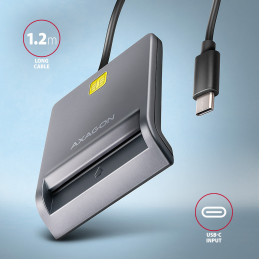 Axagon CRE-SM3TC älykortin lukijalaite Sisätila USB USB Type-C Harmaa