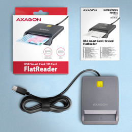 Axagon CRE-SM3TC älykortin lukijalaite Sisätila USB USB Type-C Harmaa
