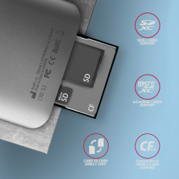 Axagon CRE-S3 External card reader USB-A 3.2 Gen 1 3-slot & lun SD microSD CF kortinlukija USB 3.2 Gen 1 (3.1 Gen 1) Type-A