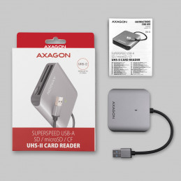 Axagon CRE-S3 External card reader USB-A 3.2 Gen 1 3-slot & lun SD microSD CF kortinlukija USB 3.2 Gen 1 (3.1 Gen 1) Type-A