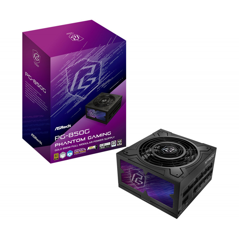 Asrock Phantom Gaming PG-850G virtalähdeyksikkö 850 W 20+4 pin ATX ATX Musta