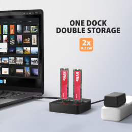 Axagon ADSA-M2C22L tallennusaseman telakointiasema USB 3.2 Gen 2x2 Type-C Musta