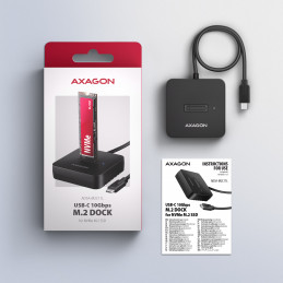 Axagon ADSA-M2C11L tallennusaseman telakointiasema USB 3.2 Gen 2 (3.1 Gen 2) Type-C Musta