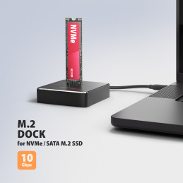 Axagon ADSA-M2C11 tallennusaseman telakointiasema USB 3.2 Gen 2 (3.1 Gen 2) Type-C Musta