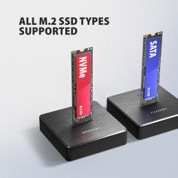 Axagon ADSA-M2C11 tallennusaseman telakointiasema USB 3.2 Gen 2 (3.1 Gen 2) Type-C Musta