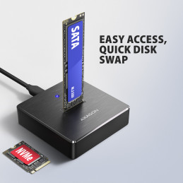 Axagon ADSA-M2C11 tallennusaseman telakointiasema USB 3.2 Gen 2 (3.1 Gen 2) Type-C Musta