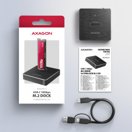 Axagon ADSA-M2C11 tallennusaseman telakointiasema USB 3.2 Gen 2 (3.1 Gen 2) Type-C Musta