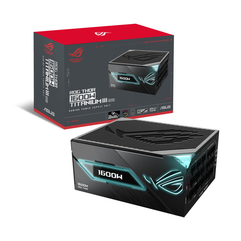 ASUS ROG -THOR-1600T3-GAMING-EVO virtalähdeyksikkö 1600 W 20+4 pin ATX ATX Harmaa