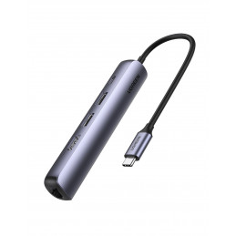 Ugreen 10919 kannettavien tietokoneiden telakka ja porttitoistin Langallinen USB 3.2 Gen 1 (3.1 Gen 1) Type-C Harmaa