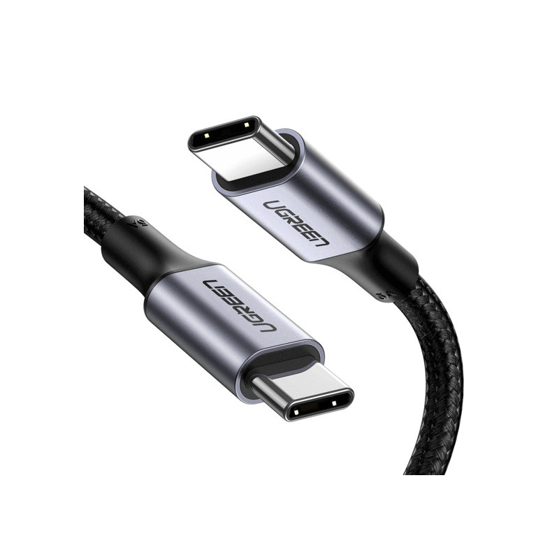 Ugreen 70427 USB-kaapeli USB 2.0 1 m USB C 0,48 Gbit s 100 W Musta, Hopea
