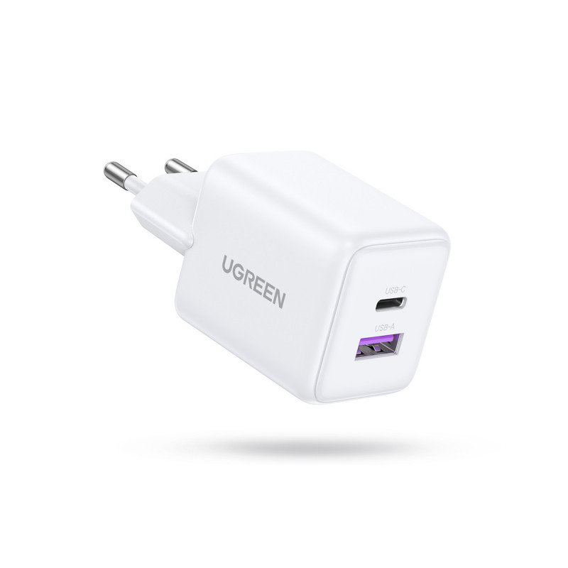 Ugreen 65015 mobiililaitteen laturi Kuulokkeet, Matkapuhelin, Voimapankki, Tabletti, Puhelin Valkoinen AC Pikalataus Sisätila